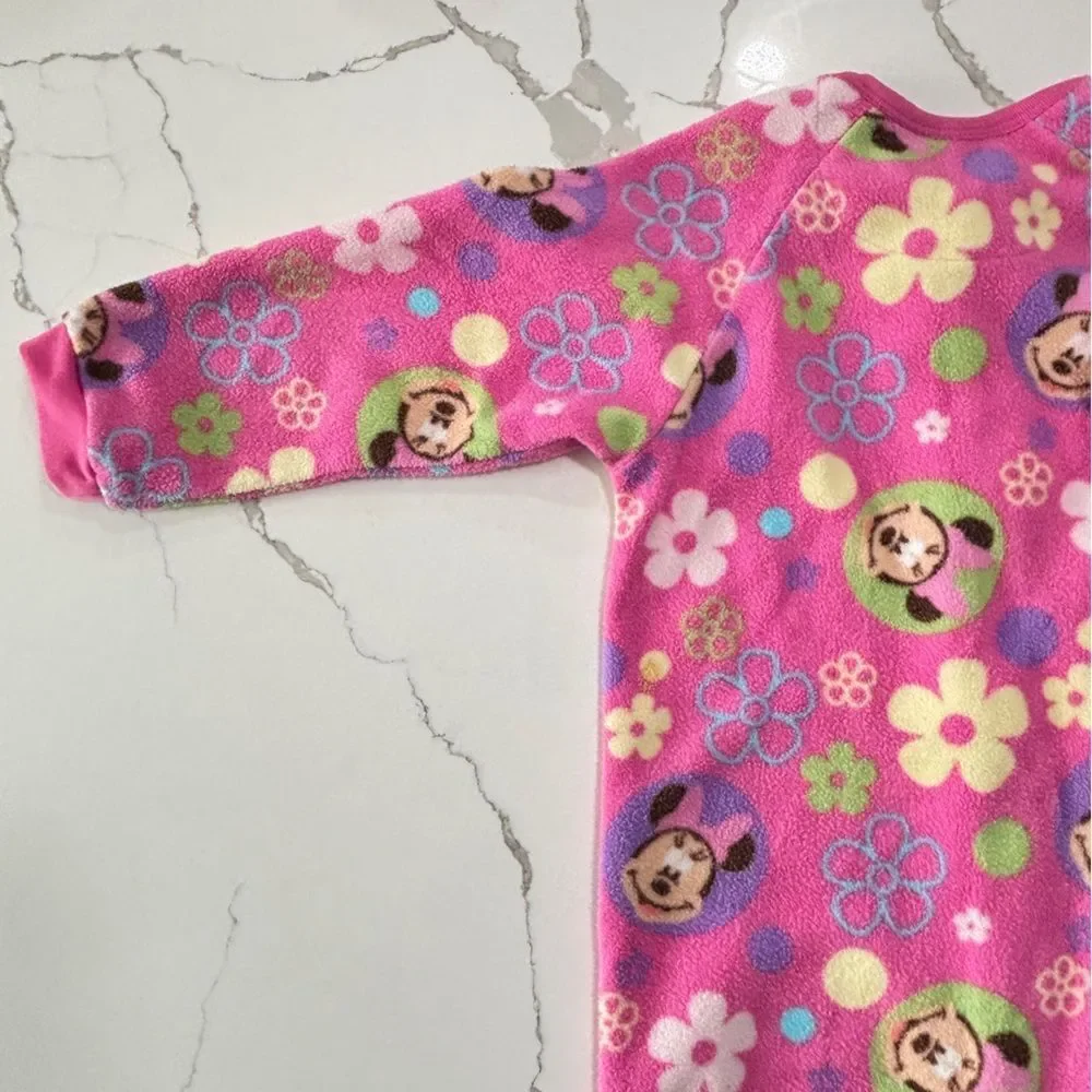 Disney Minnie Mouse Footed Pink Fleece Sleeper Floral Pajamas Footie 1-piece 3T